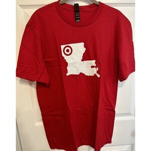 District Red‎ Cotton Louisiana Target Logo Graphic T-Shirt New Medium